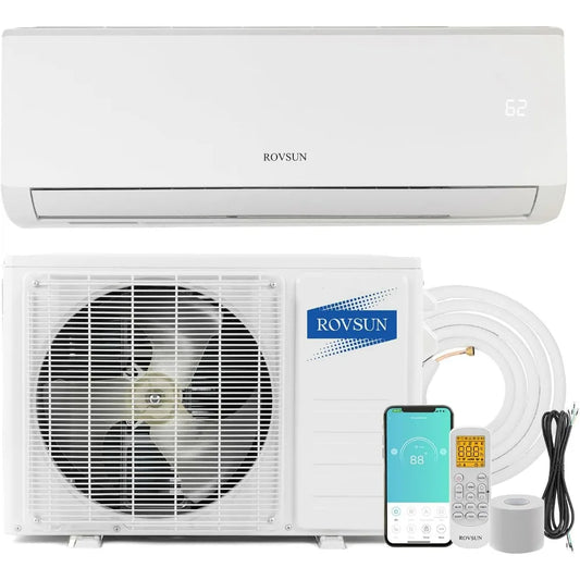 9000BTU Wifi Enabled Mini Split Air Conditioner & Heater, Saving Inverter Ductless Wall AC Unit with Pre-Charged Condenser
