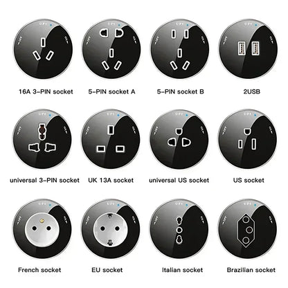 Power Movable Power Track Socket Appliances Popular US/UK/EU/FR Universal Outlets Wall Electrical Plug Adapter with USB/LED