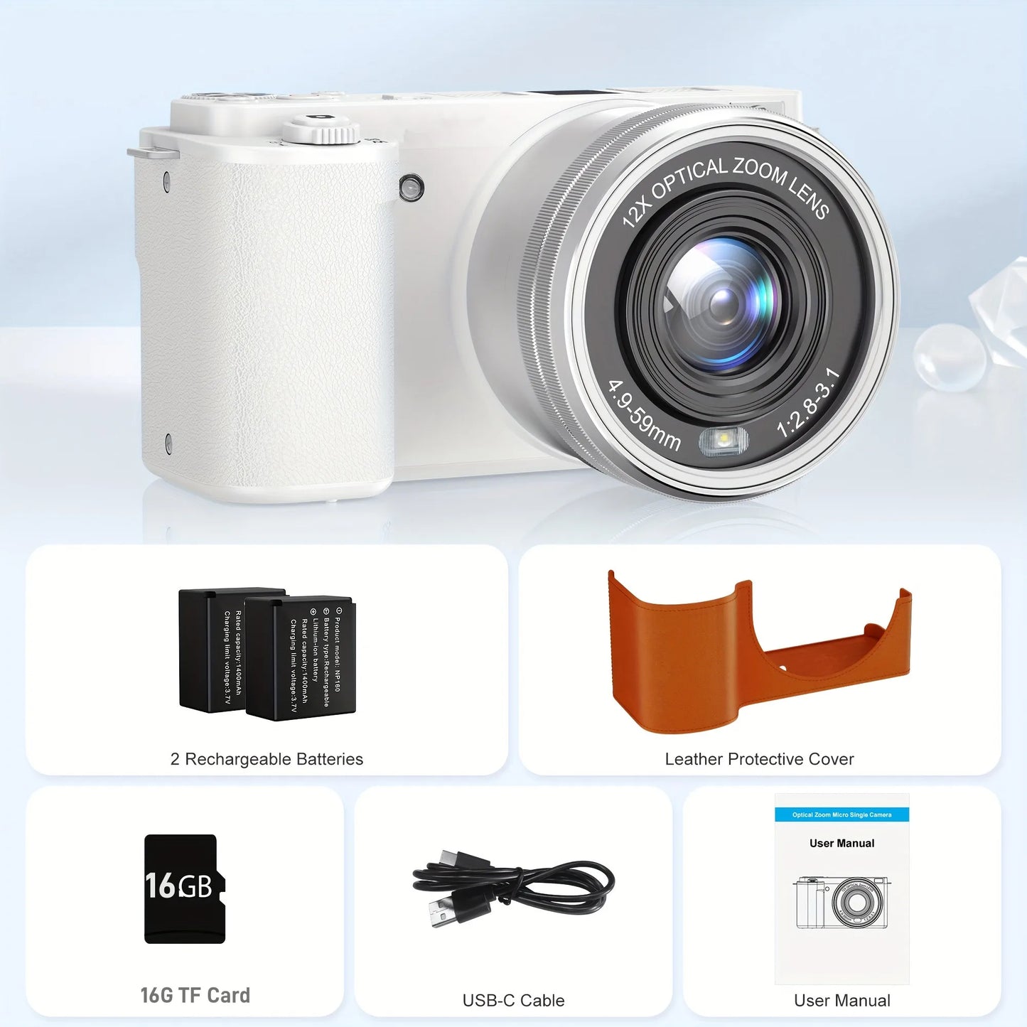 Komery 12X Optical Zoom SLR DSLR Camera 4K 64MP HD Digital Cameras For Photography Auto Focus WiFi Video Vlog Webcam Camcorder