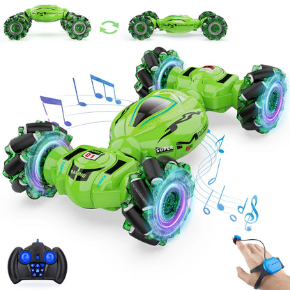 4WD Drift Stunt Car 1:18 Remote Control Car with Music Light RC Cars Off Road On Road Watch Gesture Sensor Rotation Car Kids Toy