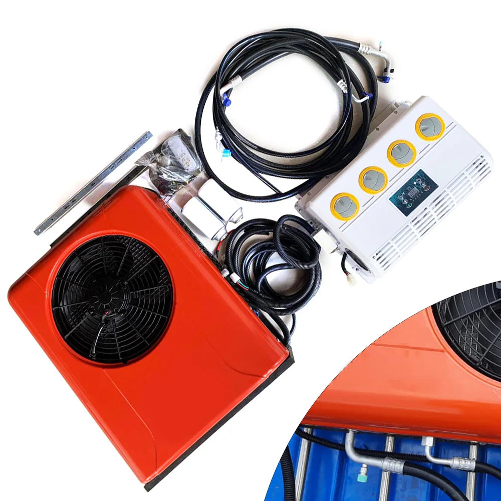 800W 12V 4 Gears Electric Universal Driven Bus Pickup Truck Air Conditioner Outdoor and Indoor Unit Air-conditioner for Cooling