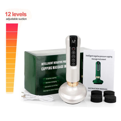 Electric Cupping Massager, Vacuum Suction Cup GuaSha Instrument Anti Cellulite Beauty Scraping Infrared Heat Slimming Massager