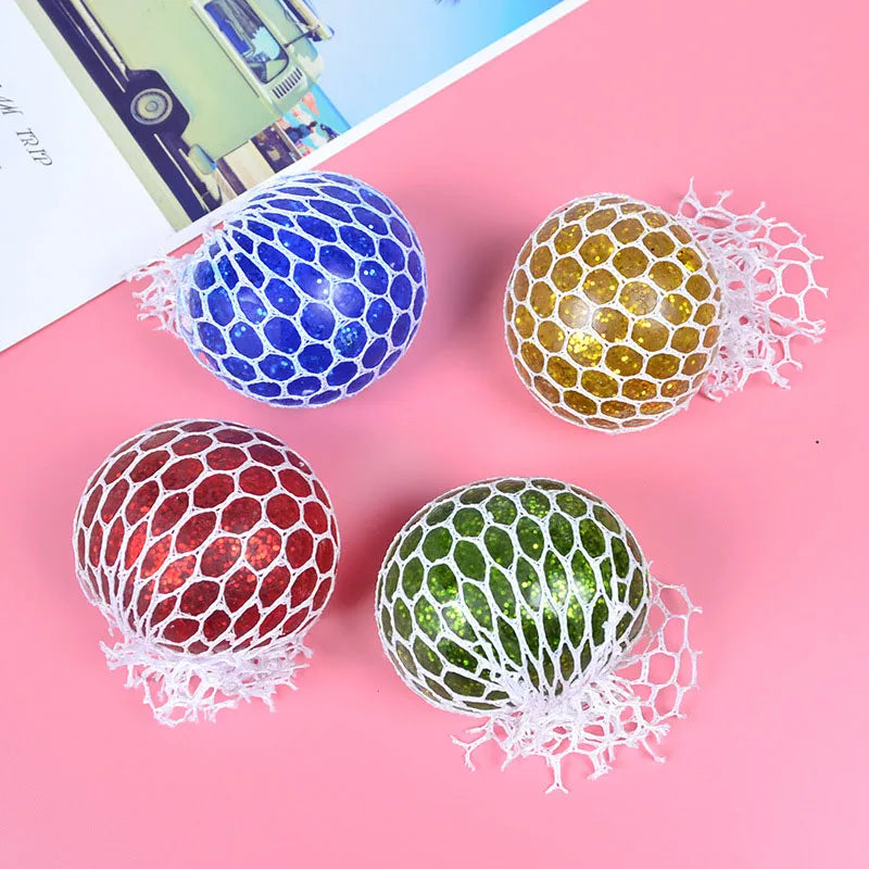 Colorful Mesh Squishy Grape Stress Ball Anti Stress Sensory Balls Squeeze Toys Decompression Anxiety Venting Gift For Kids