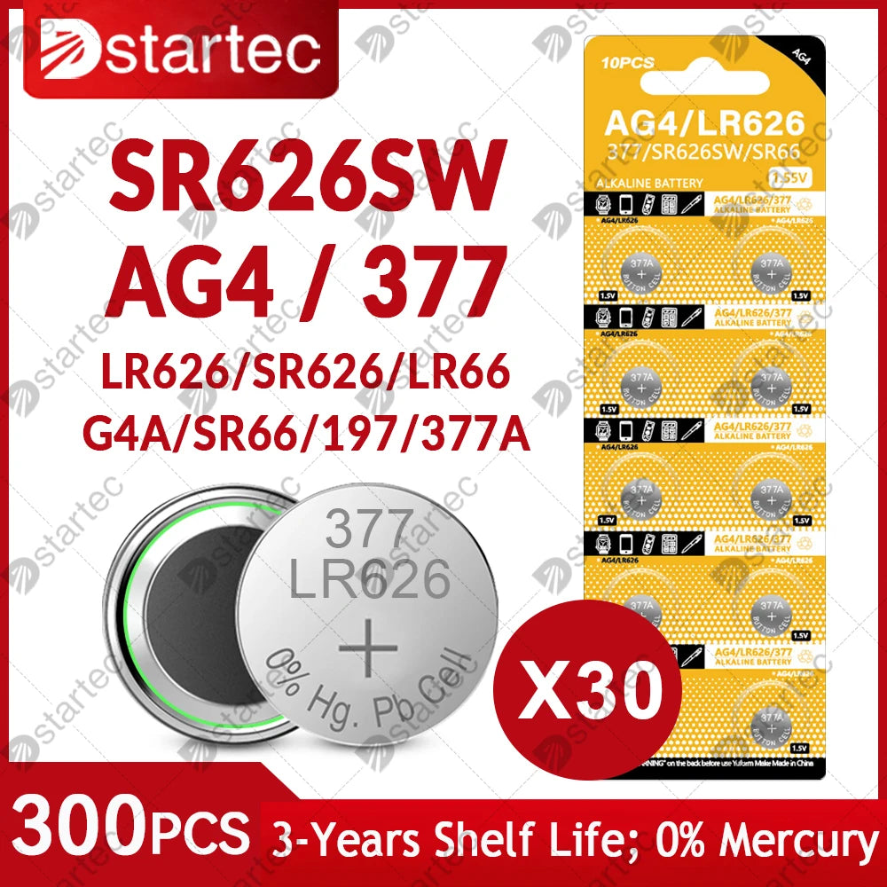 1.55V LR626 AG4 377A 377 177 376 SR66 626A L626 Button Batteries For Watch Toys Remote SR626SW AG 4 Cell Coin Alkaline Battery