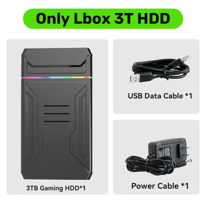 3T Gaming HDD Launchbox OS Retro Game Console for XBOX/PS4/Switch/PS3/PS2/PS1/WiiU/Wii/DC with 10107 Games for Windows PC/Laptop