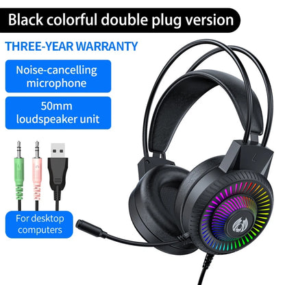 Gaming Headset 7.1 Stereo Surround Bass Headphones RGB Active Noise Reduction Earphones Game Headphone With Microphone For PC