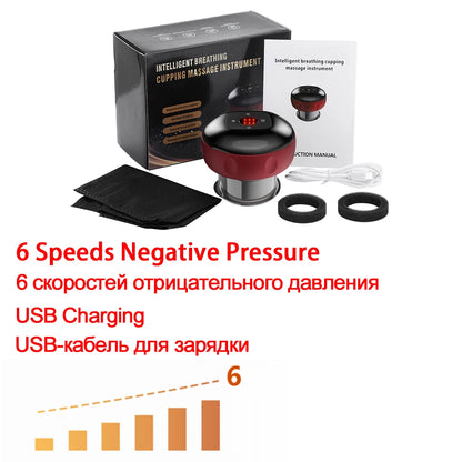 Body Scraping Massage Smart Electric Vacuum Cupping Heating Suction Cup Device Back Neck Arm Massger 6/12 Level Cupping