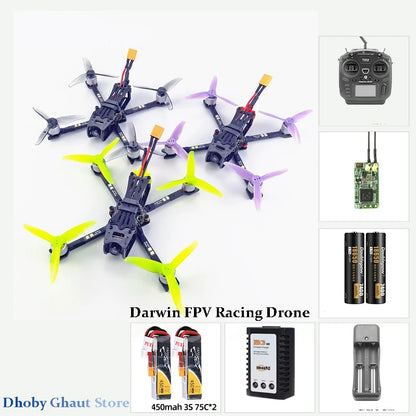 Darwin FPV Racing Drone RTF 3inch AIO F4 Dual Antenna 40CH 3K Carbon Fibre MOS 3X3 PNP T-PRO Set TX12 MKII Airplane Toy
