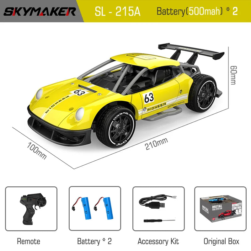 RC Metal Car Toys 1/24 2.4G High Speed Remote Control Mini Scale Model Vehicle Electric Metal RC Car Toys for Boys Children Gift