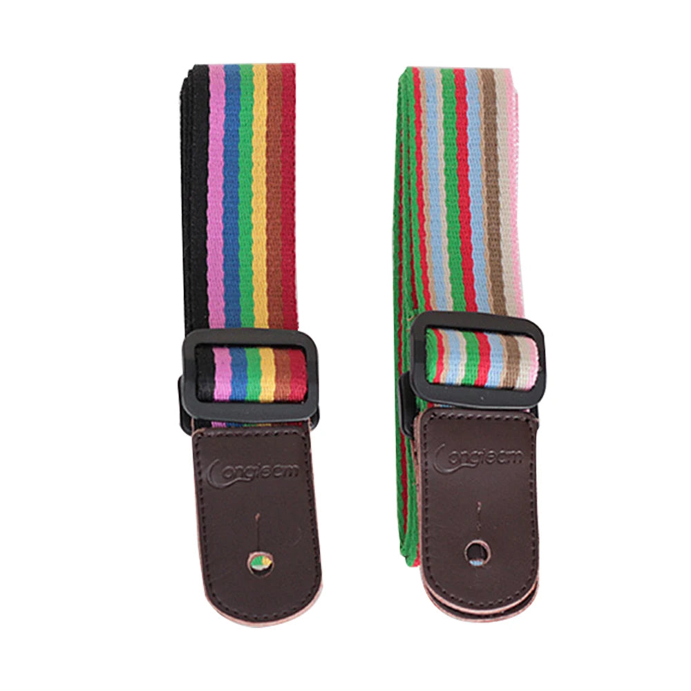 Ukulele Rainbow Strap Small Guitar Tail Nail Strap Breathable Cotton Material Double-Layer Quality Soft Leather Head