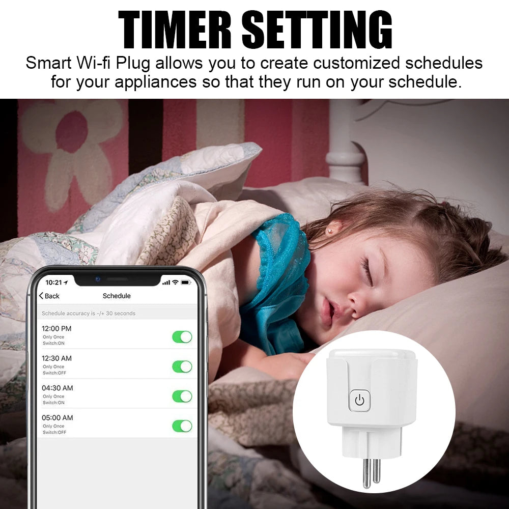 Work with Alexa Google Home Assistant Smart Plug Tuya Life APP 16A Wall Charger EU/US/BR Socket WiFi Power Monitor Timer