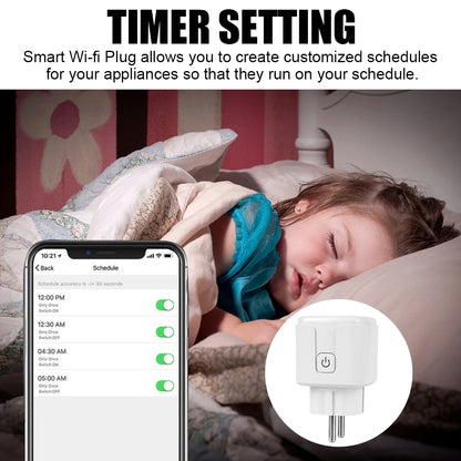 Work with Alexa Google Home Assistant Smart Plug Tuya Life APP 16A Wall Charger EU/US/BR Socket WiFi Power Monitor Timer