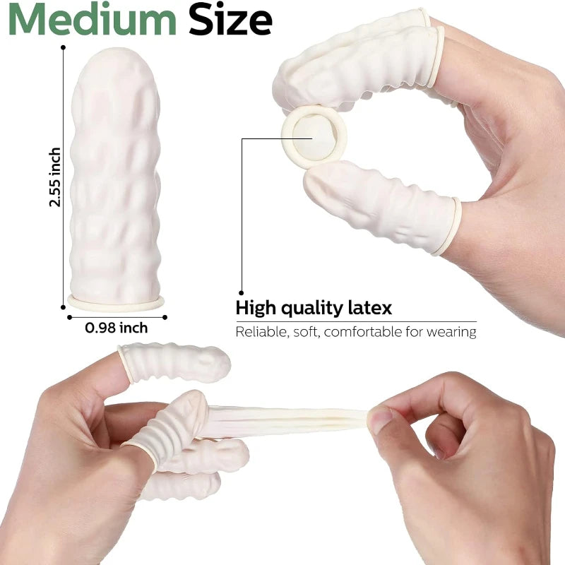 100Pcs Disposable Finger Cover Non-slip Latex Medium Fingertips Protector Gloves Non-toxic Anti-static Tool for Workplace Safety