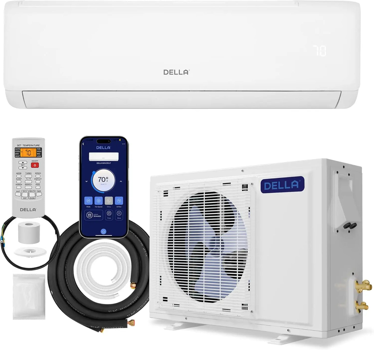 12000 BTU Mini Split AC 21 SEER2 Cools Up to 550 Sq.Ft Wifi Enabled Air Conditioner & Heater with 1 Ton Pre-Charged Heat Pump