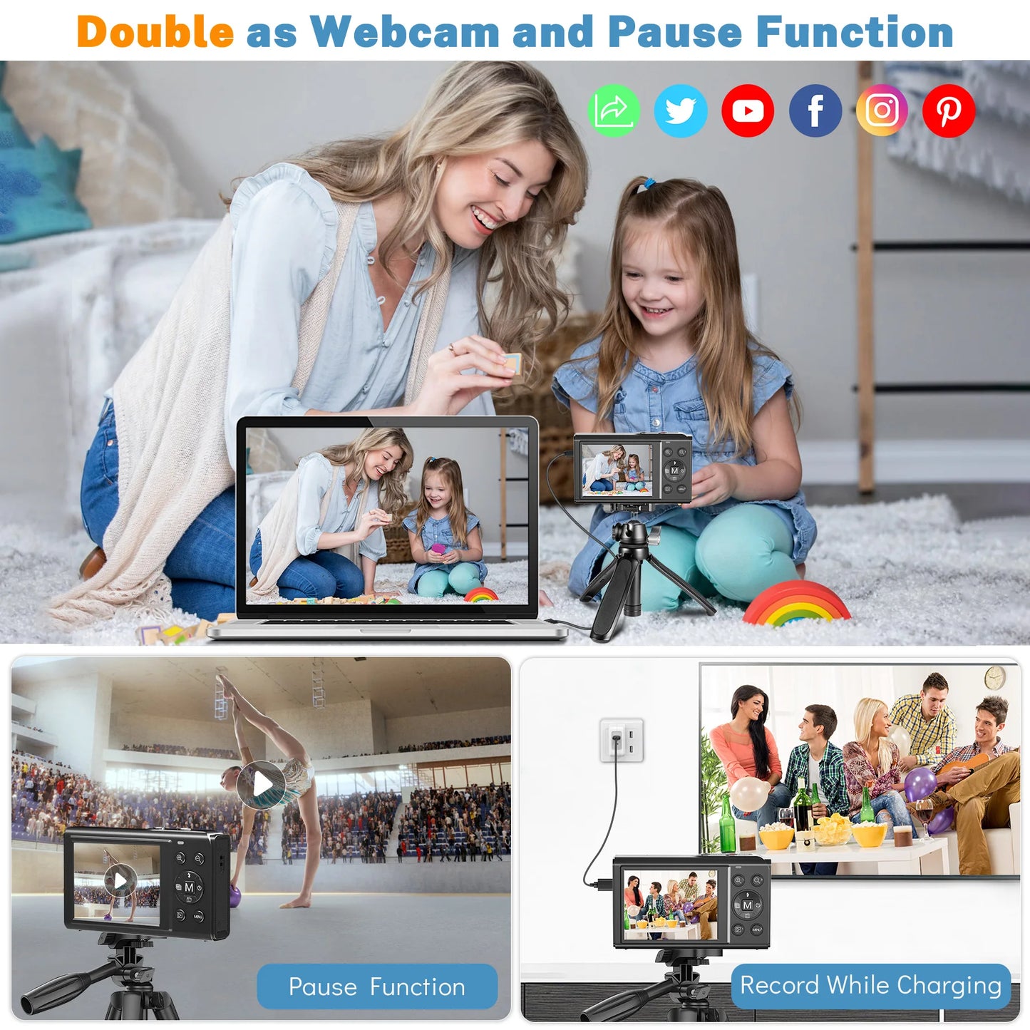 4K Digital Camera for Photography, Autofocus 4k Vlogging Camera, Compact Camera with 16X Digital Zoom, 2.4" Screen, 32GB Card