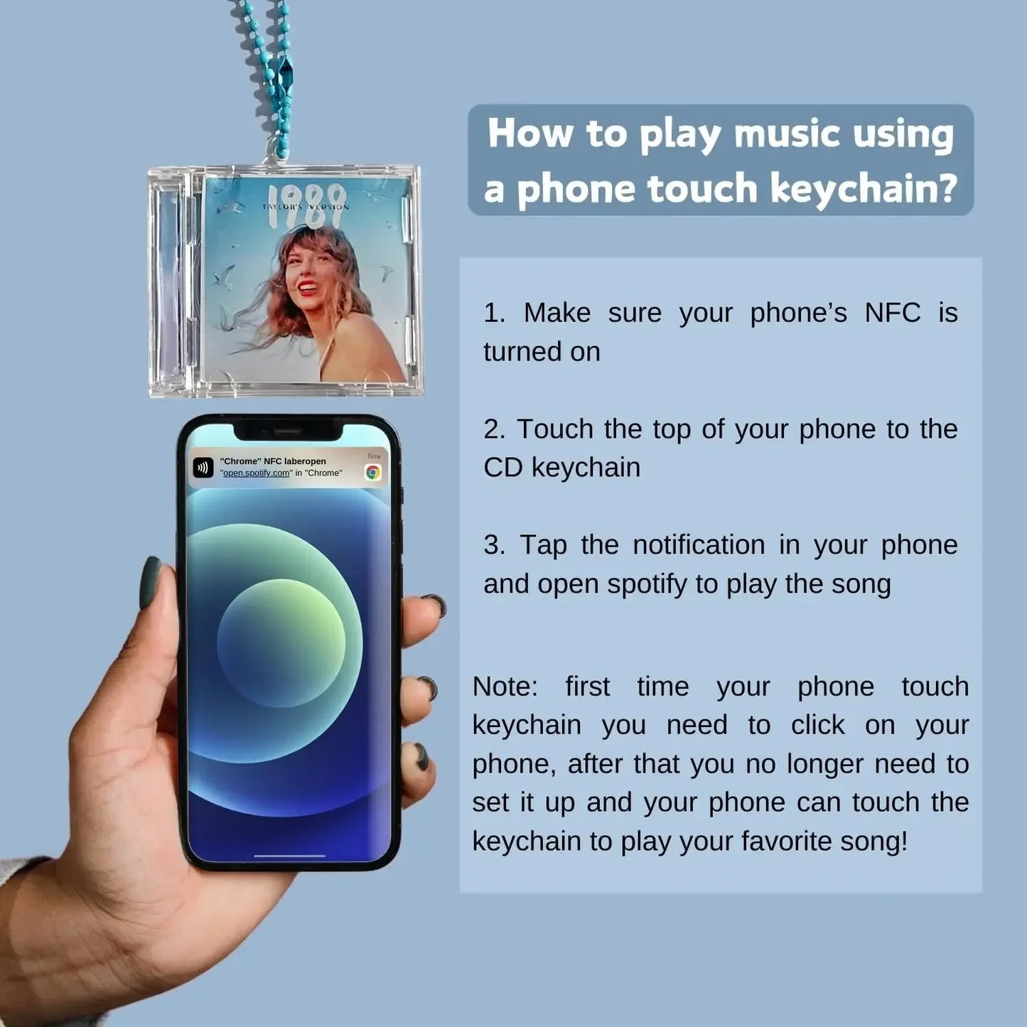 1pcs Custom mini CD case NFC Play songs DIY Artist Singer Music CD Smart Keychain Backpack decorative hangings