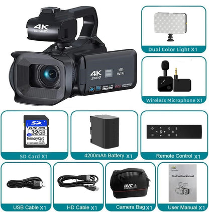 KOMERY YouTube Camcorder 4K Ultra HD camera Camcorders 64MP Streaming Camera 4.0"Touch Screen Digital Video Camera Photography