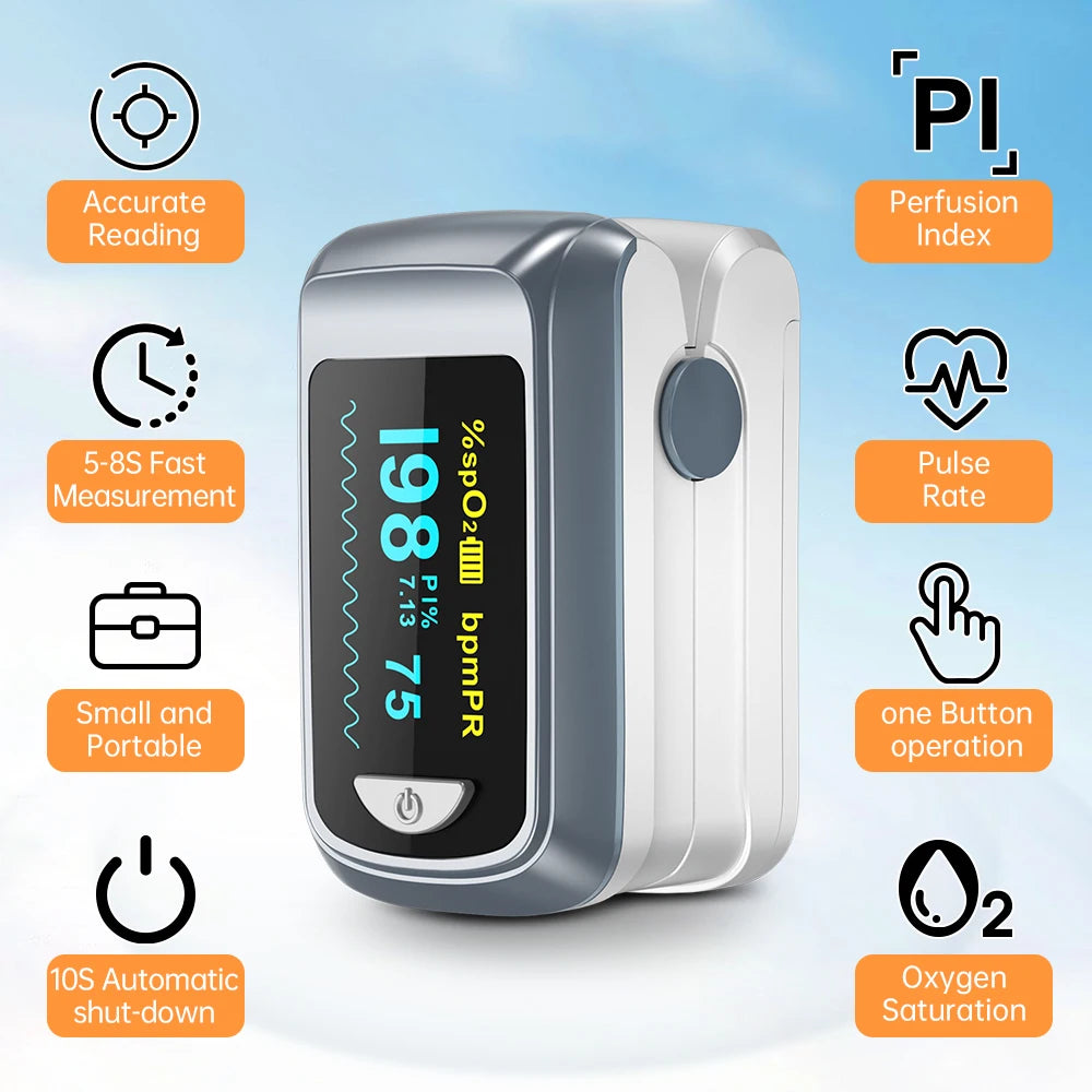 HealthTree Finger Pulse Oximeter SPO2 PR PI RR Blood Oxygen Saturation Meter Heart Rate Monitor OLED Oximetro De Dedo