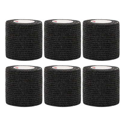 24Rolls Kindmax Self Adhesive Bandage Black, Elastic Breathable Sports Non-woven Wrap Finger Tape For Wrist Ankle First Aid