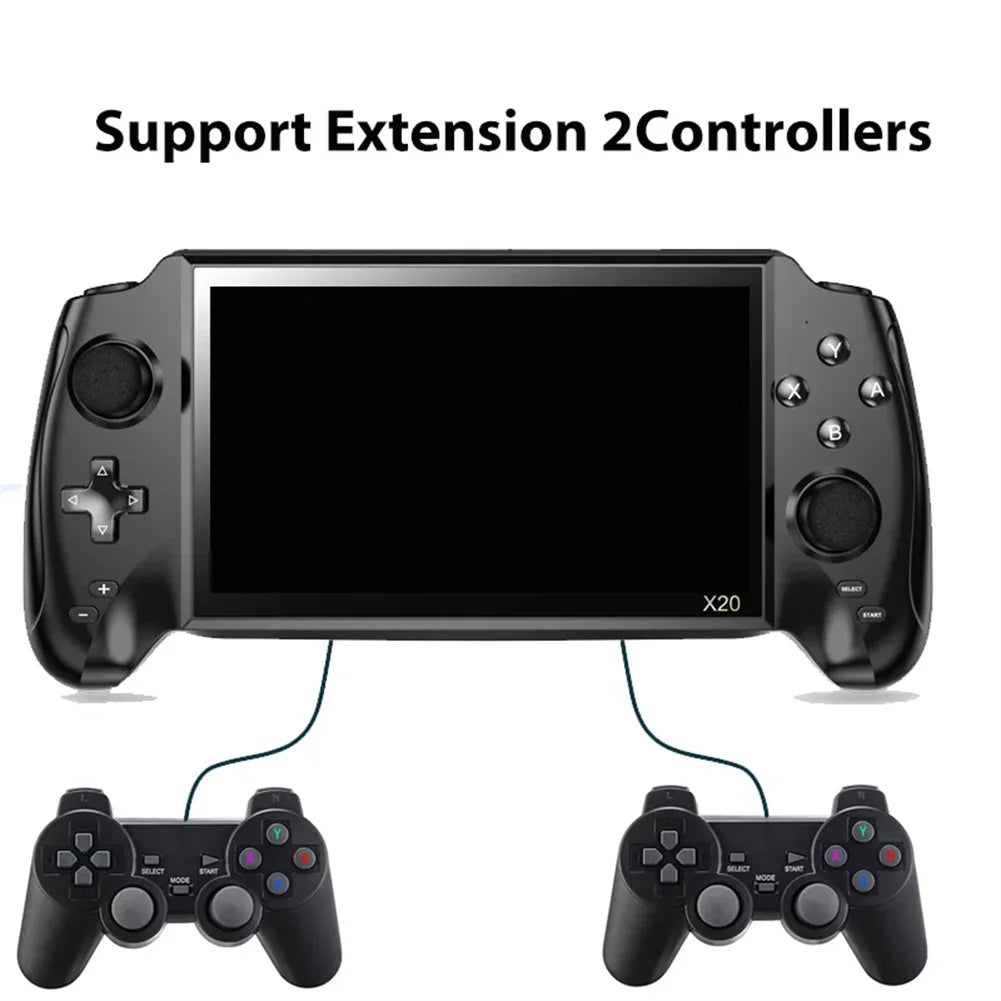 POWKIDDY X20 Handheld Game Console 7”Screen Game Console Rechargeable Video Game Console With 32GB Memory