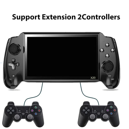 POWKIDDY X20 Handheld Game Console 7”Screen Game Console Rechargeable Video Game Console With 32GB Memory