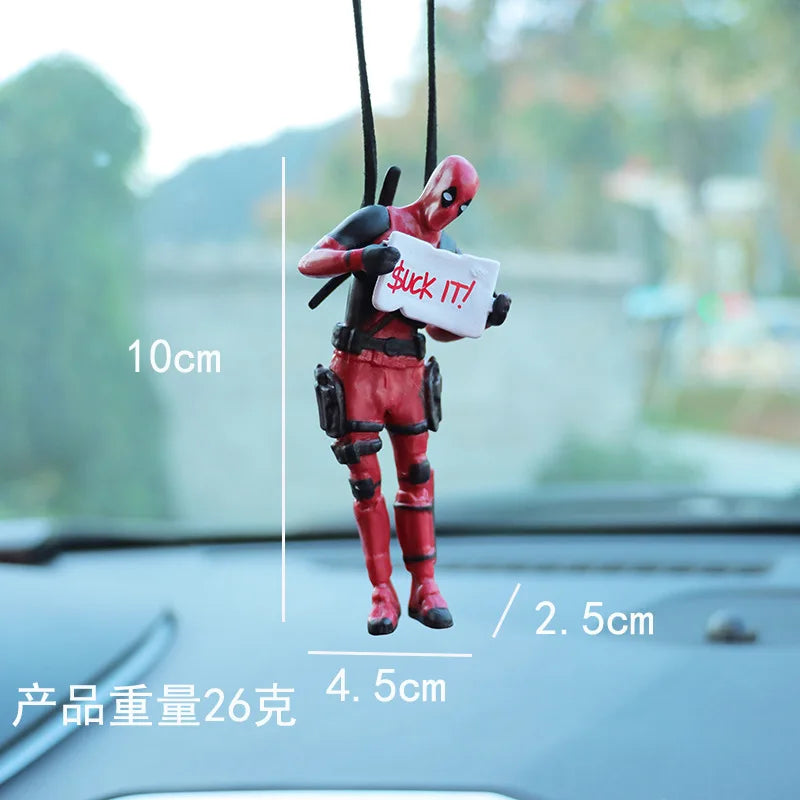 Cartoon Deadpool Car Rearview Mirror Pendant Read A Book SUCK IT Car Pendant Interior Accessories Mini Model Toys Action Figures