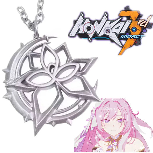 Game Honkai Impact 3 Elysia Cosplay 3D Alloy Pendant Necklace Unisex Jewelry Accessories Props Xmas Gift