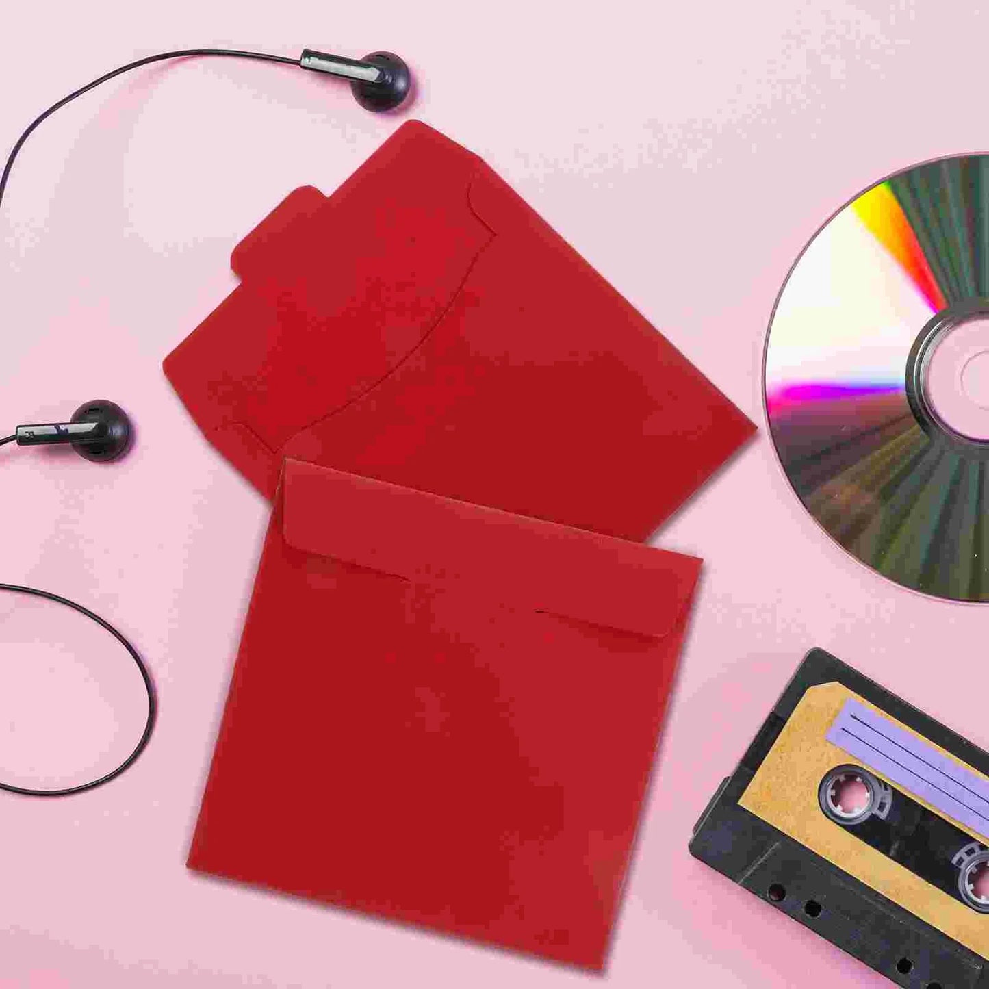 20 Pcs Envelope CD Bag DVD Kraft Paper Packaging Wedding Photography Advertising Information (red) Sheets Sleeves Envelopes