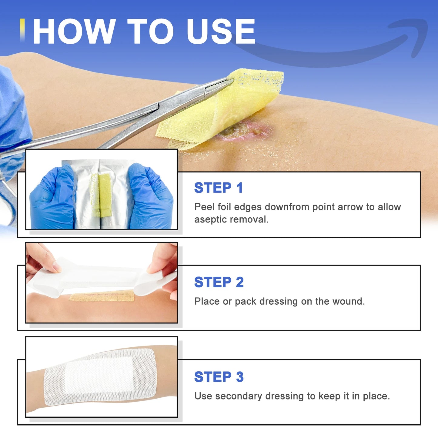 CEEPORT Medical 1x8in 50pcs Xeroform Petrolatum Dressing Non-Adherent Gauze Pad Strip for Wound Care