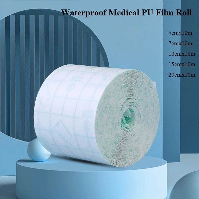 1Roll Waterproof Medical PU Film Tattoo Aftercare Film Repair Sticker Tube Plaster Wound Dressing Fixation Transparent Tape 10M