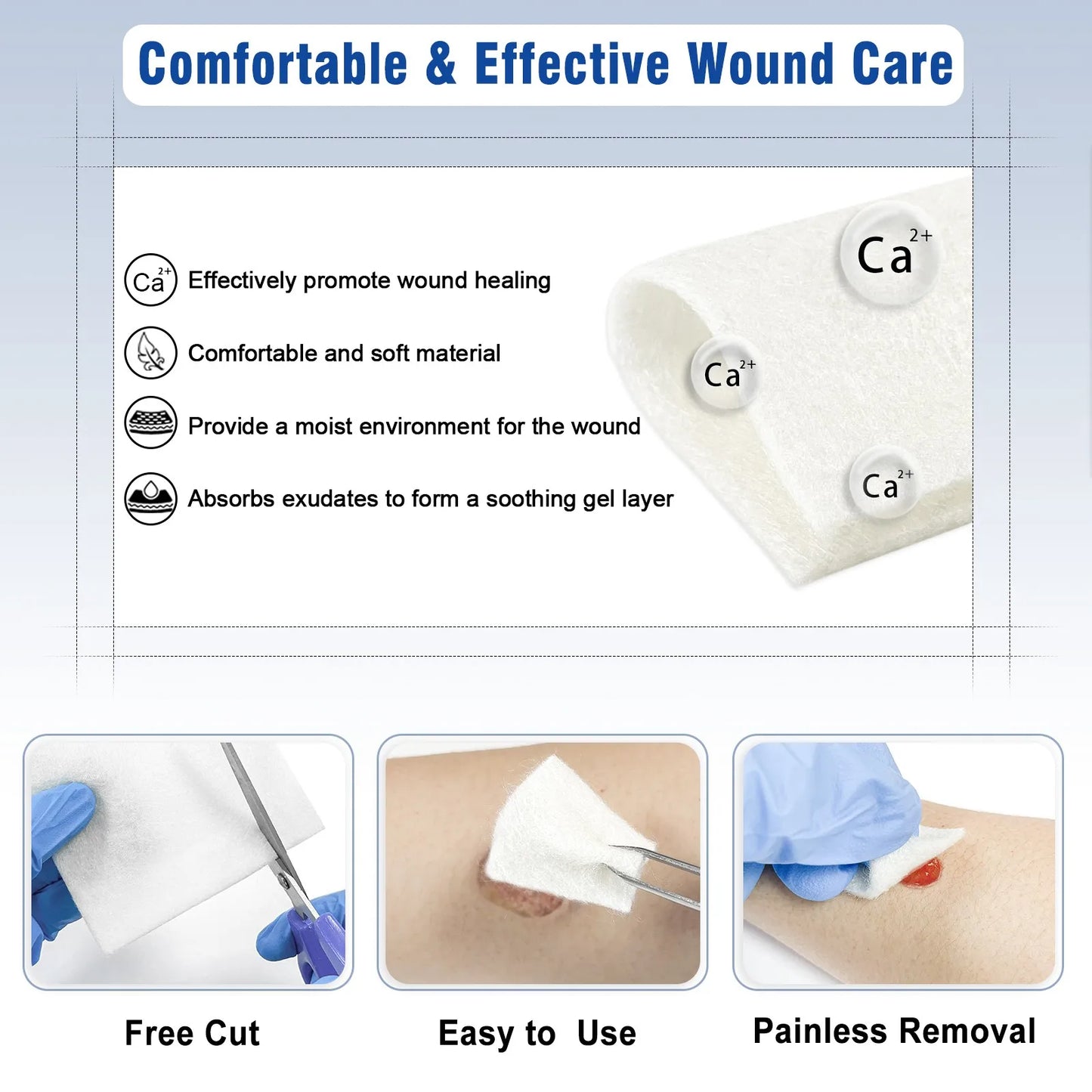 4'' x 4' 10pcs Calcium Alginate Wound Dressing Non Stick Gauze Pads High Absorbency Dressing Products for Wound Care