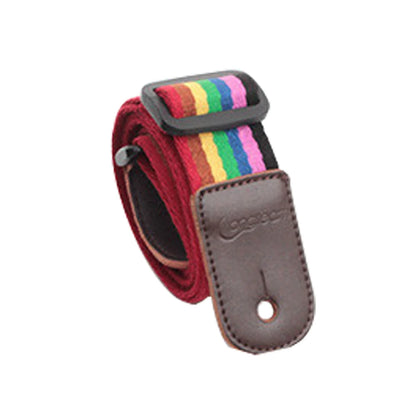 Ukulele Rainbow Strap Small Guitar Tail Nail Strap Breathable Cotton Material Double-Layer Quality Soft Leather Head