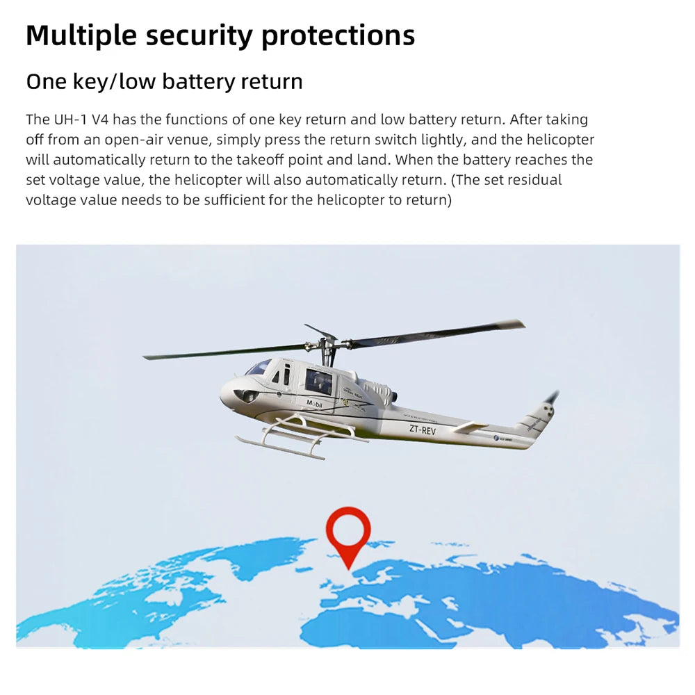 FLYWING UH1 V4 Scale RC Helicopter 470 size Helicopter Metal Rotor holder two Carbon Fiber blades UH-1 V3 10CH Scale Helicopter