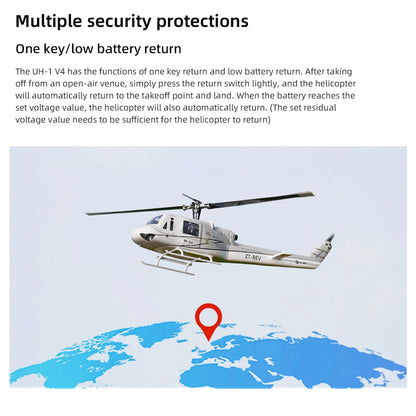 FLYWING UH1 V4 Scale RC Helicopter 470 size Helicopter Metal Rotor holder two Carbon Fiber blades UH-1 V3 10CH Scale Helicopter