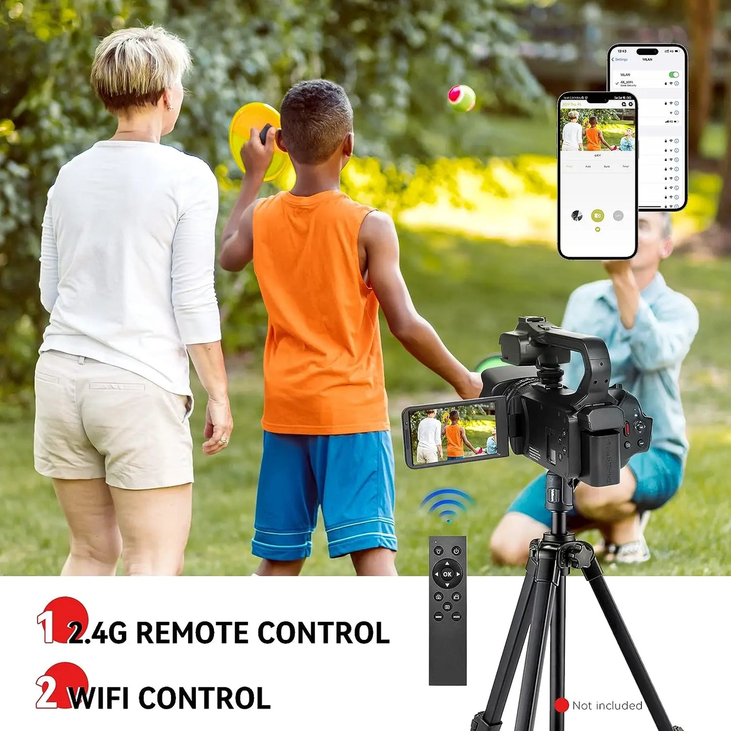 4K Video Camera 64MP Camcorder For Youtube Live Stream Rotate 4.0" Touch Screen Digital Vlog Recorder 18X WIFI Auto Focus Webcam