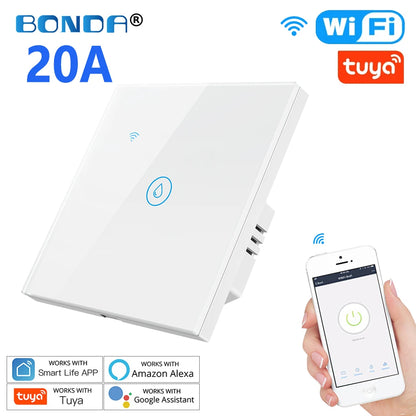 Water Heater Switches EU/UK/US/Brazil Standard 20A 40A 8000W Voice Touch Panel Timer Alexa Google Home Wifi Sensor Smart Switch