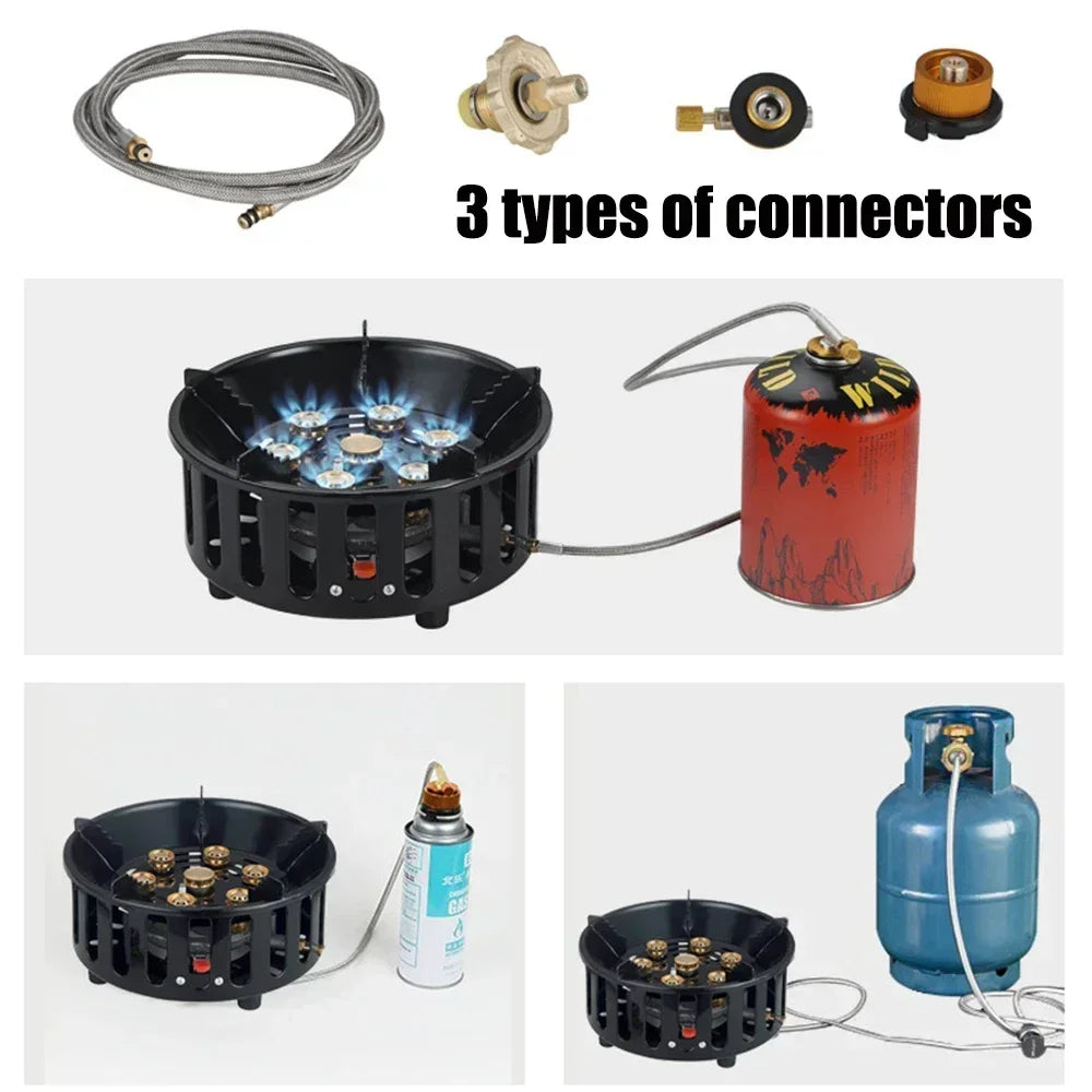 19800/20000W 7-Core Camping Stove High-Power Gase Burner Windproof Stove Electronic ignition Outdoor Stoves Hiking Camping 2023