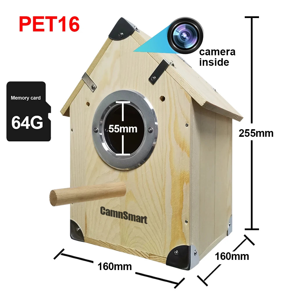 4MP Tuya Bird Houses WIFI Camera For Pet Birds Activity Remote View Watching Wild Natural Wooden Care Nest Box Day Night Vision