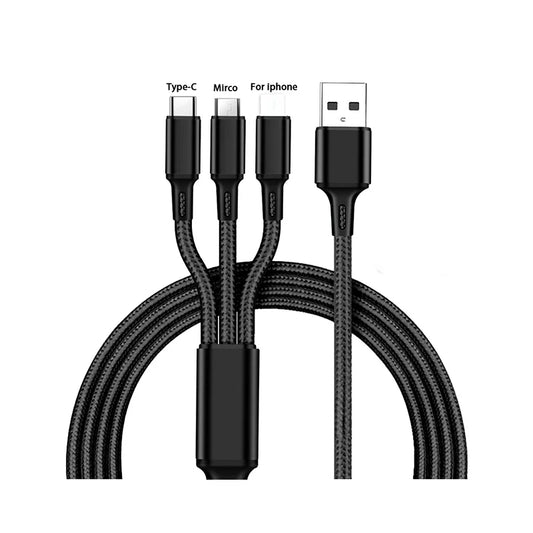 3 In 1 Micro USB Type C Charger Cable Multi Usb Port Multiple Usb Charging Cord Usbc Mobile Phone Wire For ios/Android/Type-C.