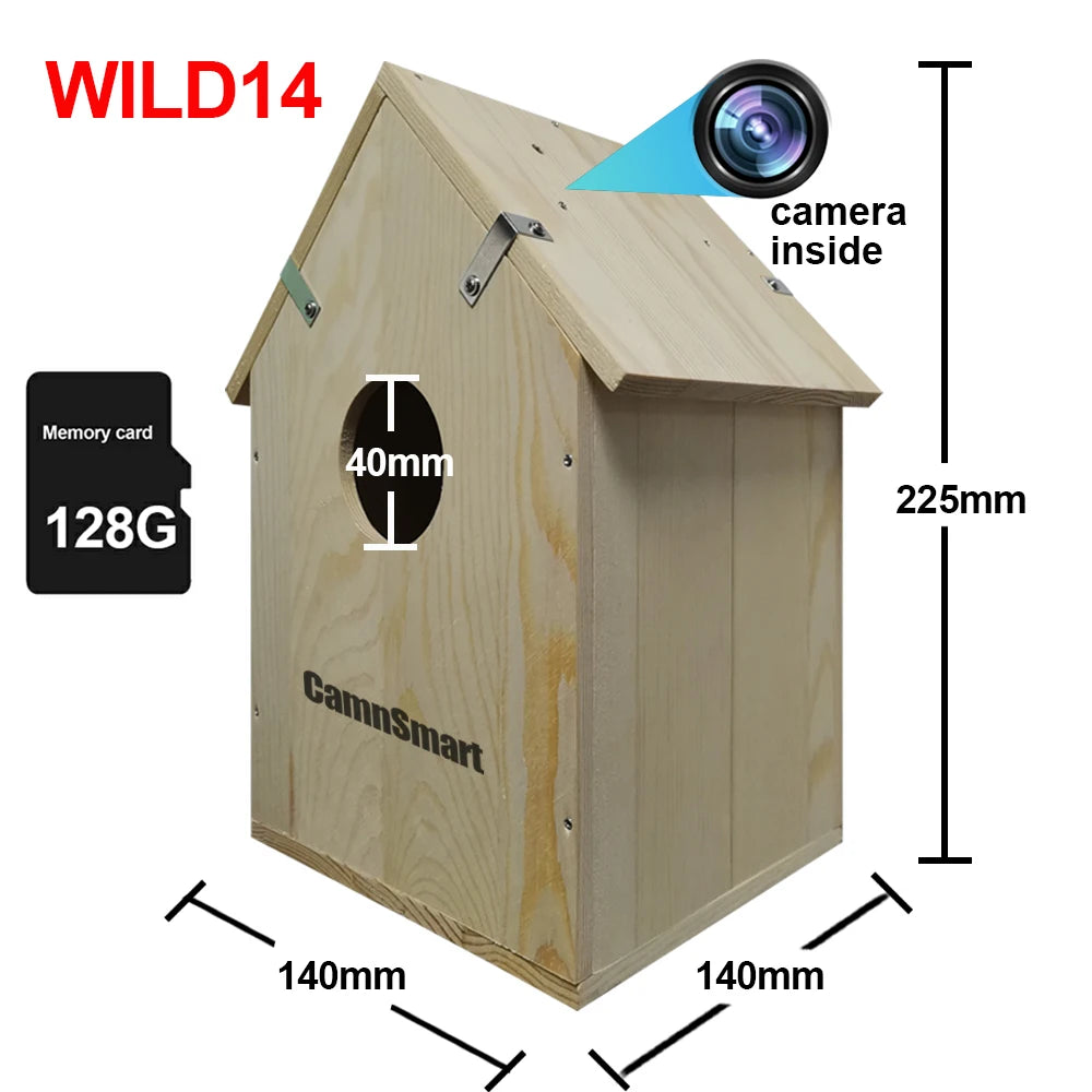 Tuya Smart Bird Watching Camera Wireless Outdoor Wild Indoor Wifi Bird Nest HD 4MP Lens Natural Wooden House for Christmas Gift