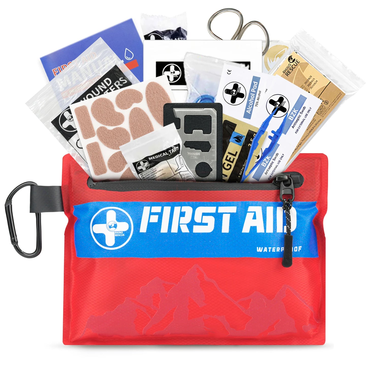 RHINO RESCUE Small First Aid Kit Ultralight Waterproof Medical Kit for Hiking, Backpacking, Cycling, Travel, Vehicles,