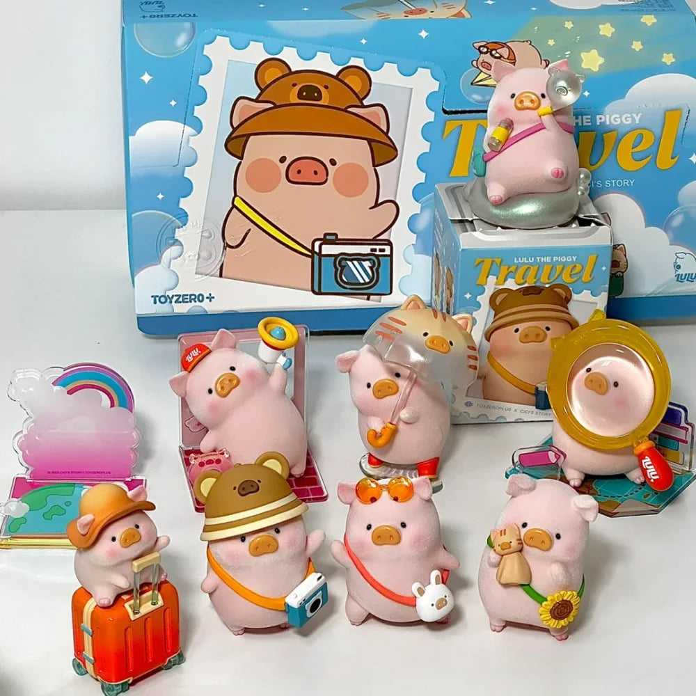 Lulu The Piggy Travel Blind Box Cute Cartoon Mystery Boxes Decor Doll Surprise Bag Child Girl Birthday Gift Desk Ornament Toys