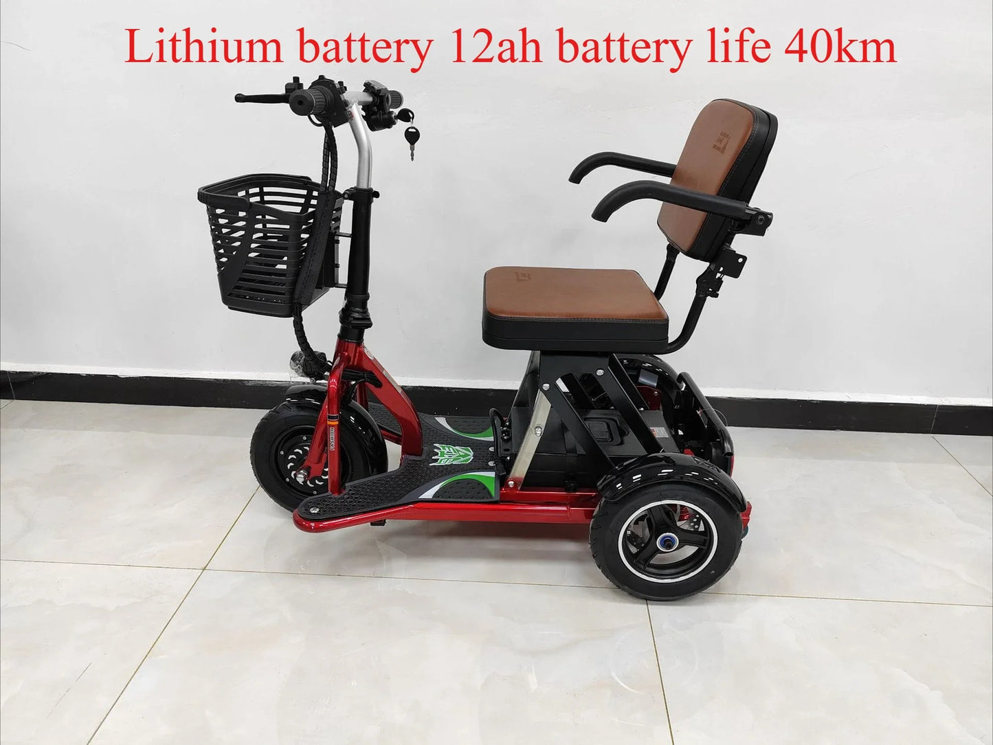 Folding Leisure Commuting Mini Portable Three Wheeled Electric Vehicle for Disabled People, Electric Wheelchair
