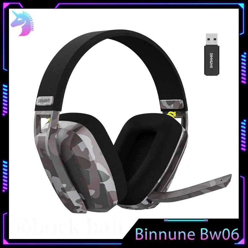 Binnune Bw06 2.4ghz Headphone Wireless Bluetooth Gaming With Mic Lightweight Headsets With Microphone For Ps5 Ps4 Pc Playstation