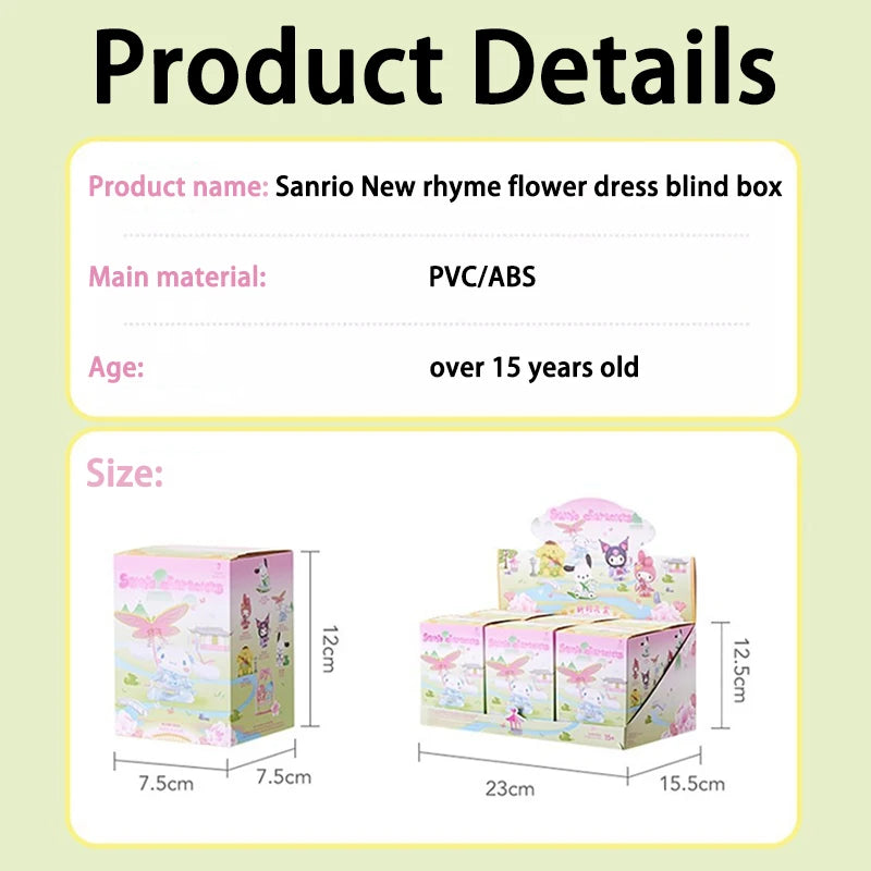 MINISO Sanrio Blind Box New rhyme flower dress Series Ornament Mystery Box Children's Day Christmas gift Toy Genuine Products