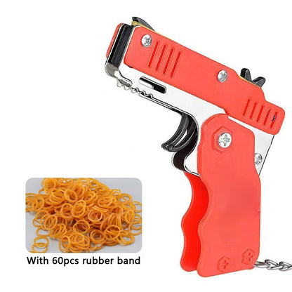 1PCS Mini Keychain Gun Rubber Band Gun Toy Shooting Pistol Alloy Kid Outdoor Party Folding Metal Gun Gifts Boyfriend Toys gift
