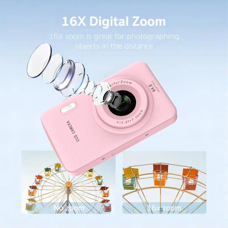 W&O Q3 48MP 1080P Mini Kids Digital Photo Camera 16X Zoom Point and Shoot Vlogging Cameras Vintage Portable Video Photocamera