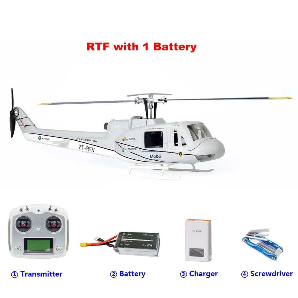 FLYWING UH1 V4 Scale RC Helicopter 470 size Helicopter Metal Rotor holder two Carbon Fiber blades UH-1 V3 10CH Scale Helicopter