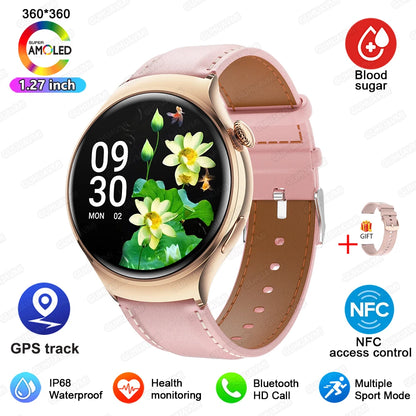 2024 New For Huawei Watch 4 Mini NFC Smart Watch Women AMOLED HD Screen IP68Waterproof Heart Rate Blood Sugar BT Call Smartwatch