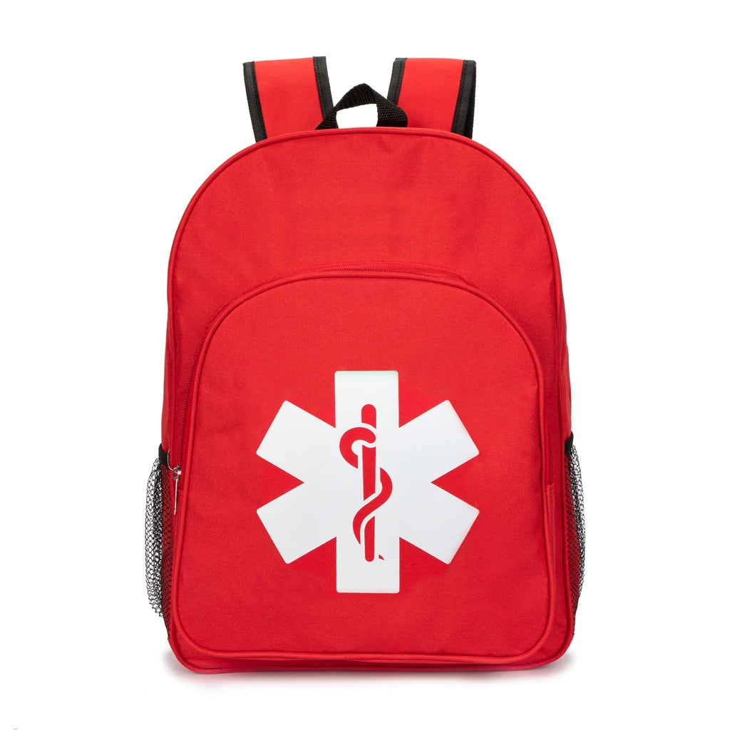 Red Emergency Bag First Aid Backpack Empty Medical Bag Treatment First Responder Trauma Bag for Preschool Child Care Center